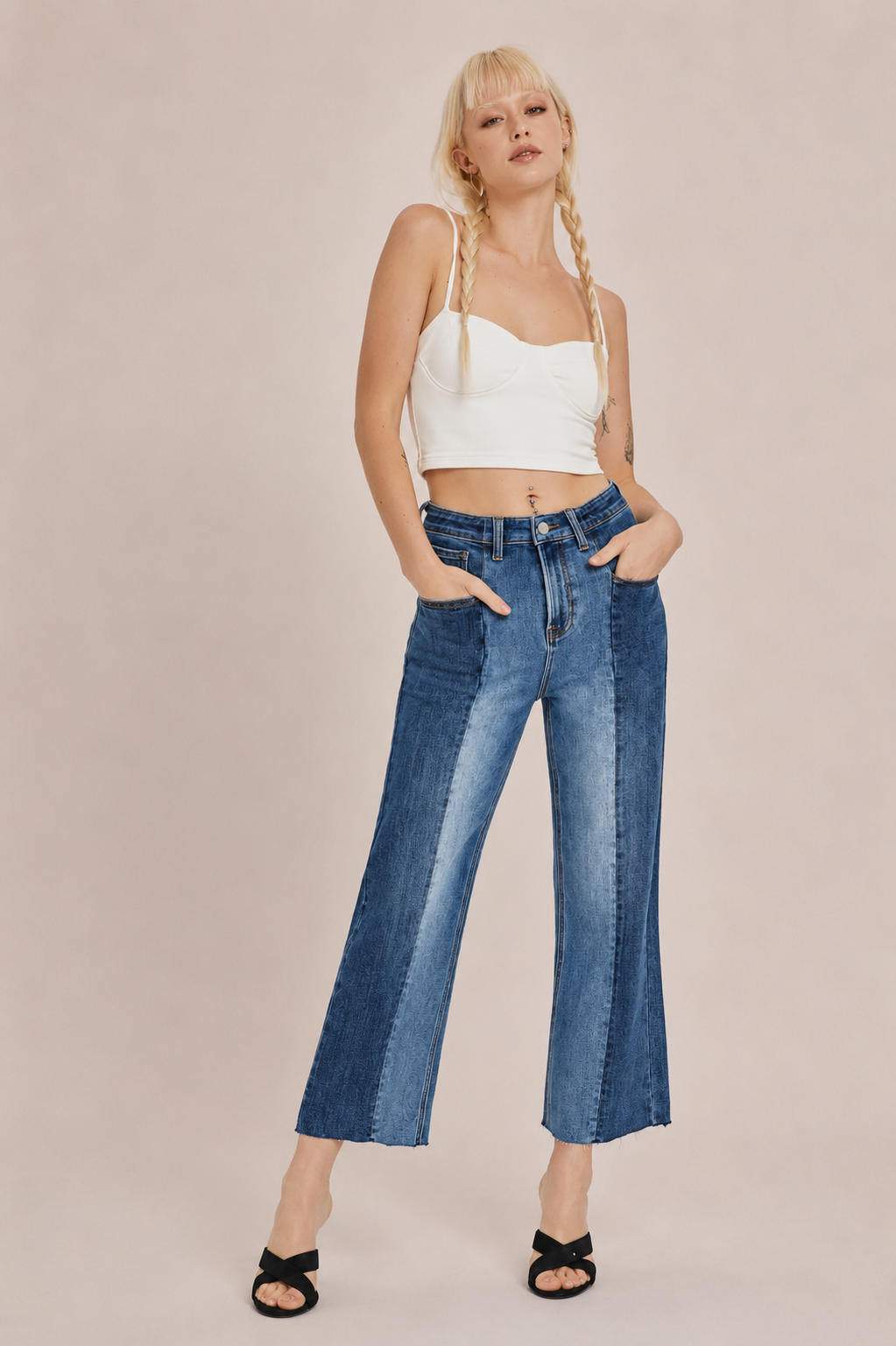 Jean Bicolore Taille Haute